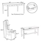 Tavolo da pranzo in legno stile Mid-Century con 4 sedie imbottite e panca