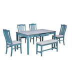 Tavolo da pranzo in legno stile Mid-Century con 4 sedie imbottite e panca