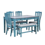 Tavolo da pranzo in legno stile Mid-Century con 4 sedie imbottite e panca