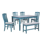 Tavolo da pranzo in legno stile Mid-Century con 4 sedie imbottite e panca