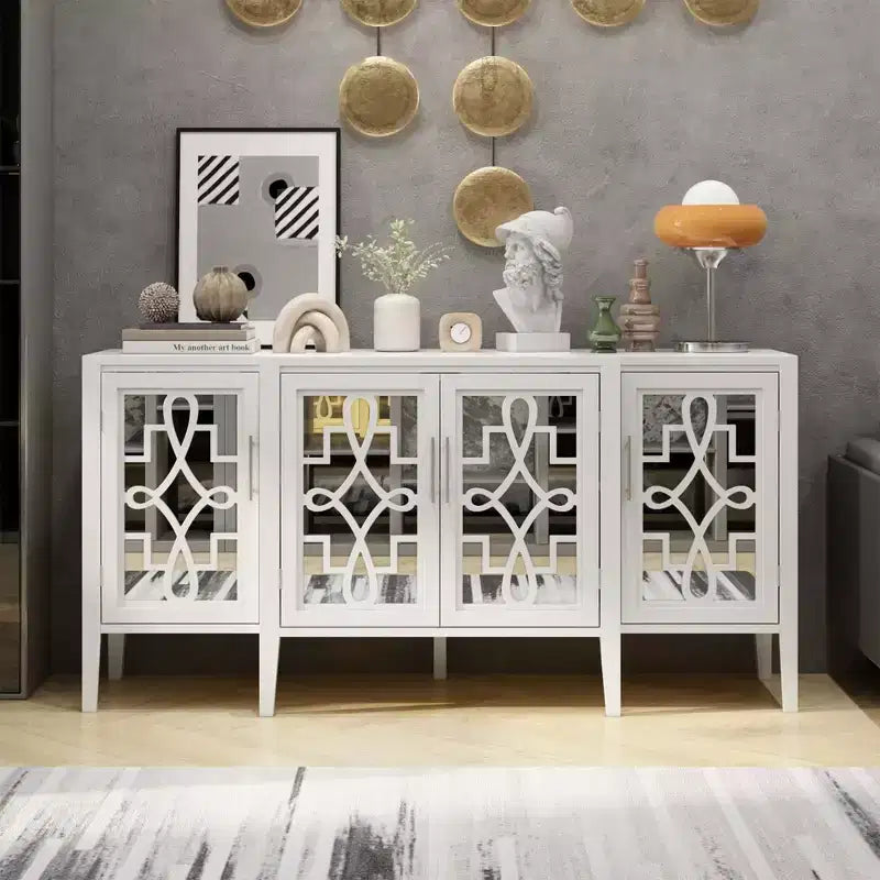 Famapy White Wooden Accent Storage Cabinet Sideboard Dresser Home Organization