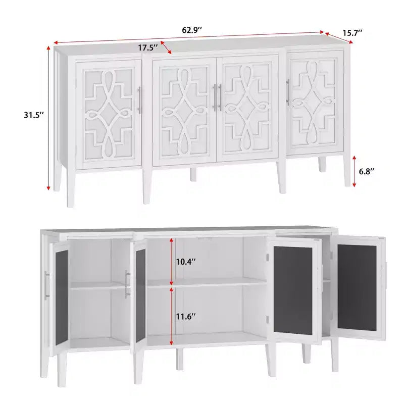 Credenza cassettiera mobile contenitore in legno bianco per l'organizzazione della casa