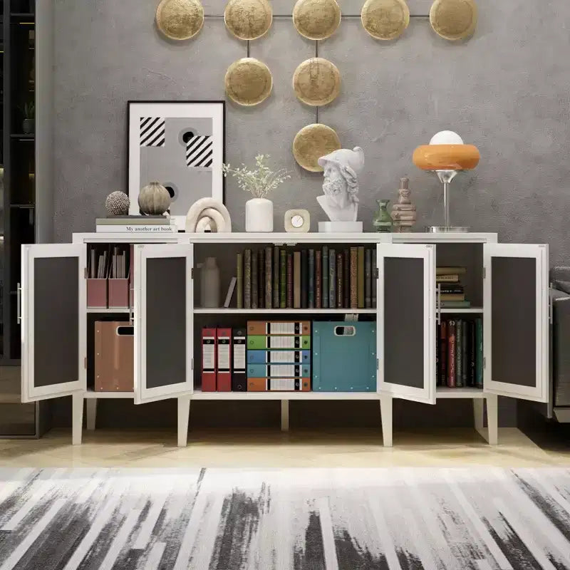 Credenza cassettiera mobile contenitore in legno bianco per l'organizzazione della casa
