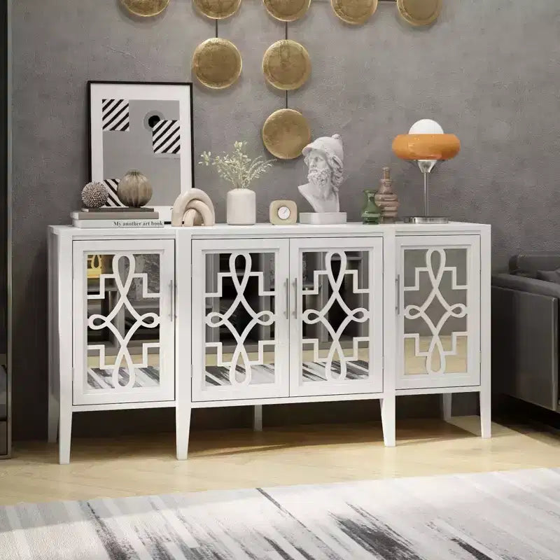 Credenza cassettiera mobile contenitore in legno bianco per l'organizzazione della casa