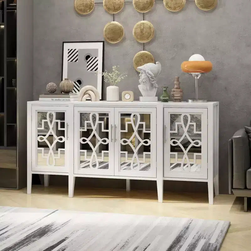 White Wooden Accent Storage Cabinet Sideboard Dresser Home Organization