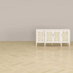 Credenza cassettiera mobile contenitore in legno bianco per l'organizzazione della casa