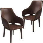 Vivara Collection Set of 2 Leather Dining Chairs with Rubberwood Base and Padded Seat and Back, Modern Accent Chairs for Dining Rooms