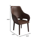 Sedie da pranzo in pelle con base in legno di caucciù e sedile e schienale imbottiti, sedie moderne d'accento per sale da pranzo