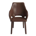Sedie da pranzo in pelle con base in legno di caucciù e sedile e schienale imbottiti, sedie moderne d'accento per sale da pranzo