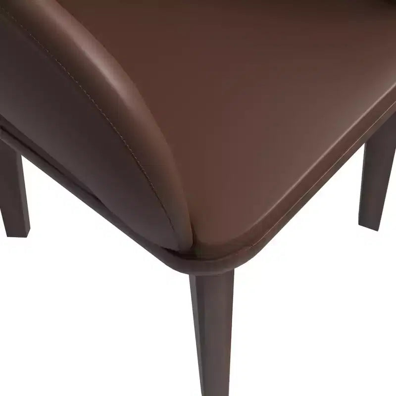 Sedie da pranzo in pelle con base in legno di caucciù e sedile e schienale imbottiti, sedie moderne d'accento per sale da pranzo