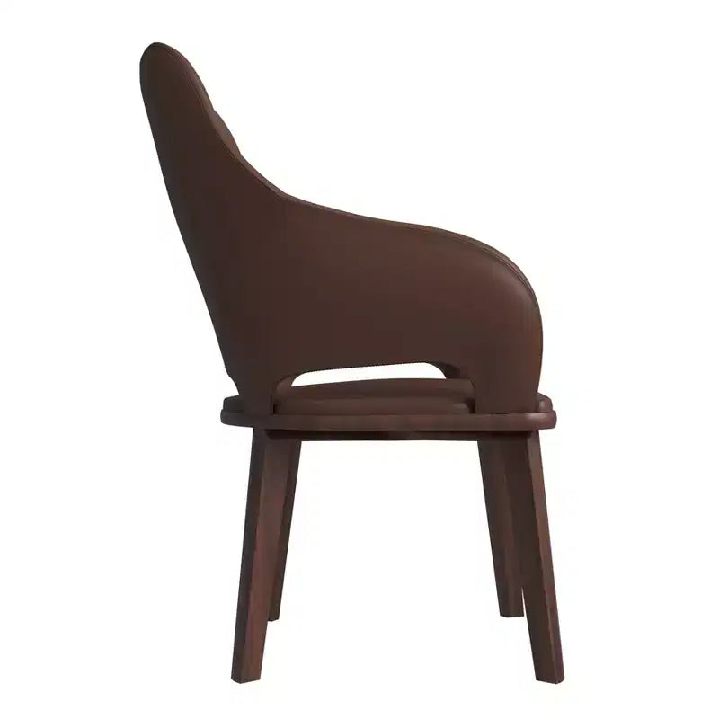 Sedie da pranzo in pelle con base in legno di caucciù e sedile e schienale imbottiti, sedie moderne d'accento per sale da pranzo