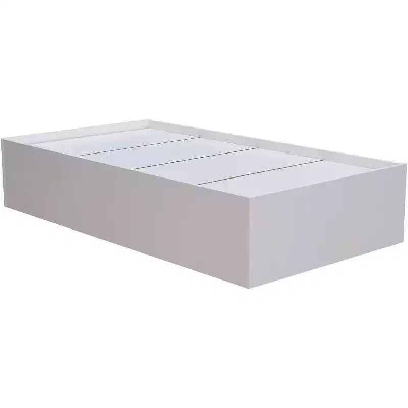 Letto a Piattaforma in Legno per Materasso Singolo con Contenitore, Bianco - Mobile Camera da Letto Durevole e Funzionale