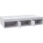 Letto a Piattaforma in Legno per Materasso Singolo con Contenitore, Bianco - Mobile Camera da Letto Durevole e Funzionale