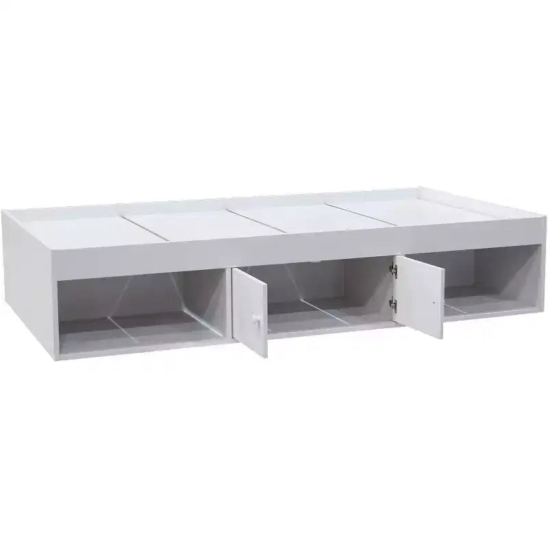Letto a Piattaforma in Legno per Materasso Singolo con Contenitore, Bianco - Mobile Camera da Letto Durevole e Funzionale