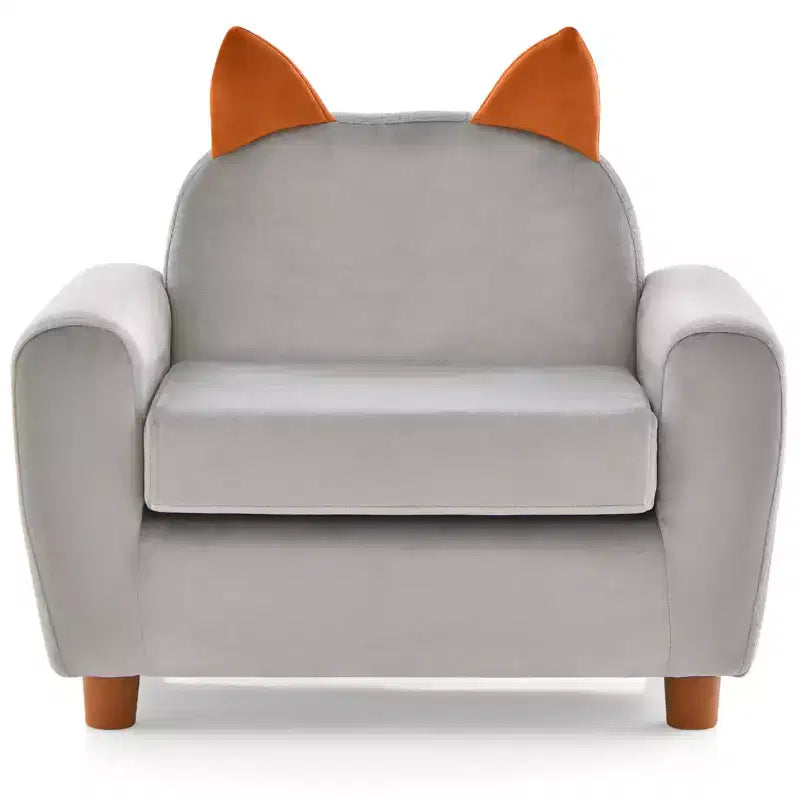 Costway Kids Sofa Children Armrest Chair with Sturdy Wood Construction and Dutch Velvet Pink Rabbit