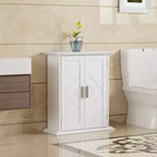 Mobiletto da bagno a parete in legno con ripiani regolabili e 2 ante, Armadietto dei medicinali da bagno, Bianco