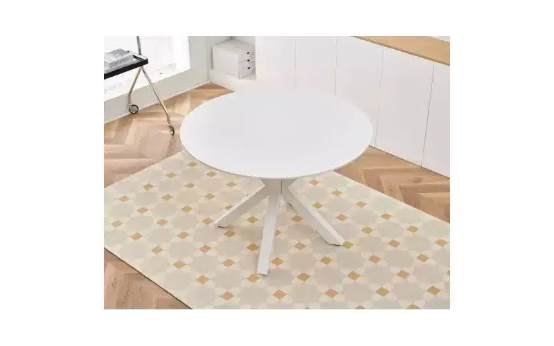 Tavolo da pranzo di metà secolo con gambe a croce per 4-6 persone con piano rotondo in MDF, tavolo da pranzo con piedistallo, tavolino da caffè per il tempo libero