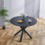 Tavolo da pranzo di metà secolo con gambe a croce per 4-6 persone con piano rotondo in MDF, tavolo da pranzo con piedistallo, tavolino da caffè per il tempo libero