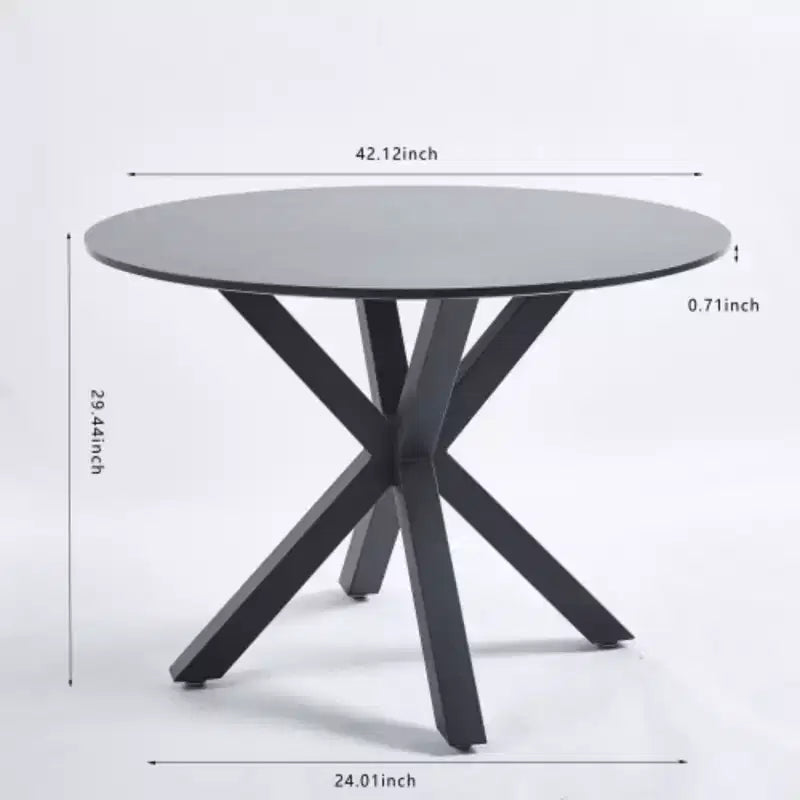 Tavolo da pranzo di metà secolo con gambe a croce per 4-6 persone con piano rotondo in MDF, tavolo da pranzo con piedistallo, tavolino da caffè per il tempo libero