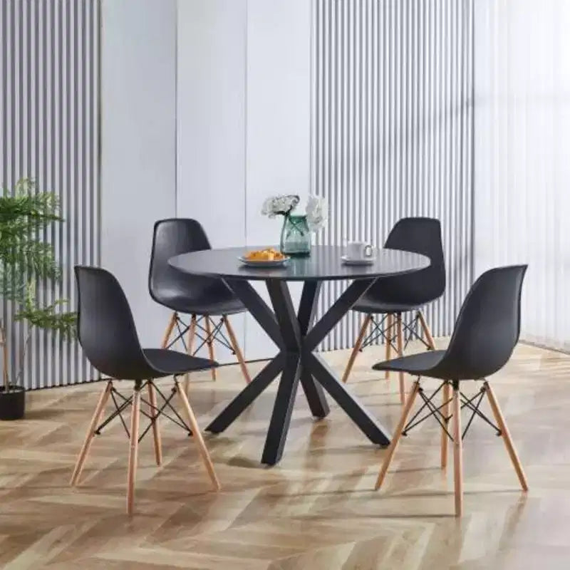 Tavolo da pranzo di metà secolo con gambe a croce per 4-6 persone con piano rotondo in MDF, tavolo da pranzo con piedistallo, tavolino da caffè per il tempo libero