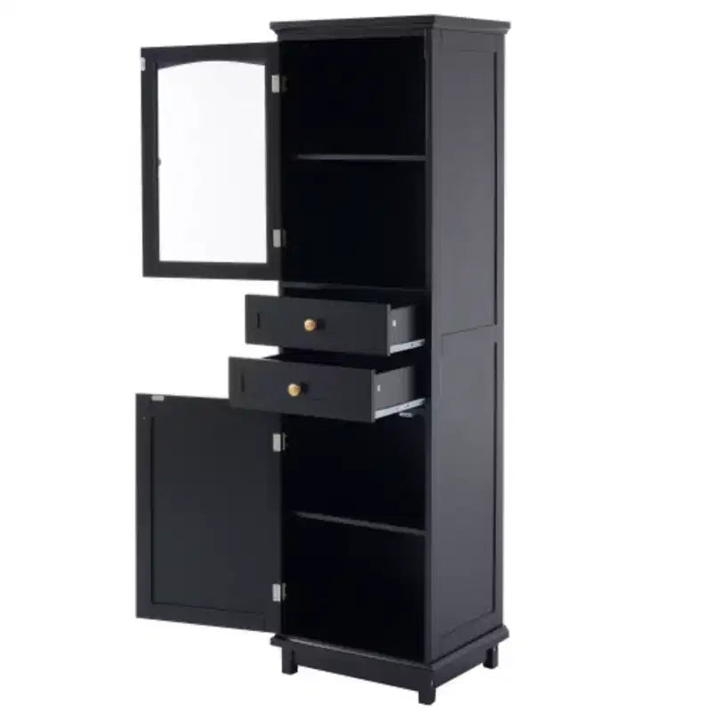 Mobile contenitore da bagno alto 160 cm con anta in vetro indipendente e ripiano regolabile