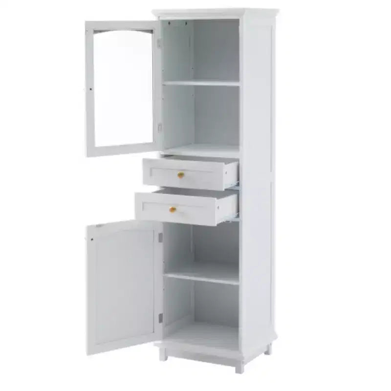Mobile contenitore da bagno alto 160 cm con anta in vetro indipendente e ripiano regolabile