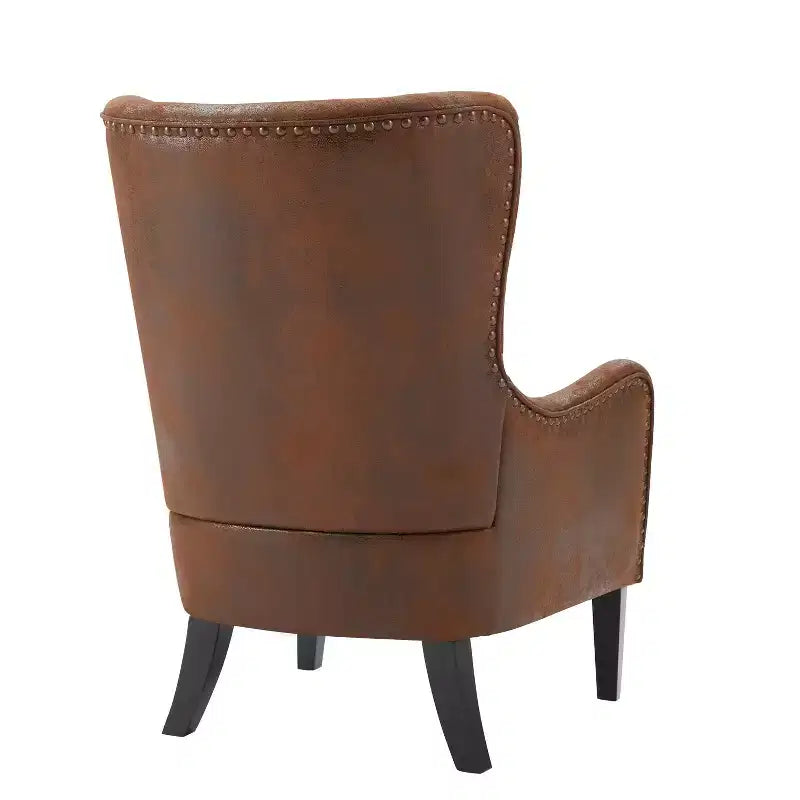Poltrona club alta 41" in microfibra contemporanea con schienale ad ali d'uccello