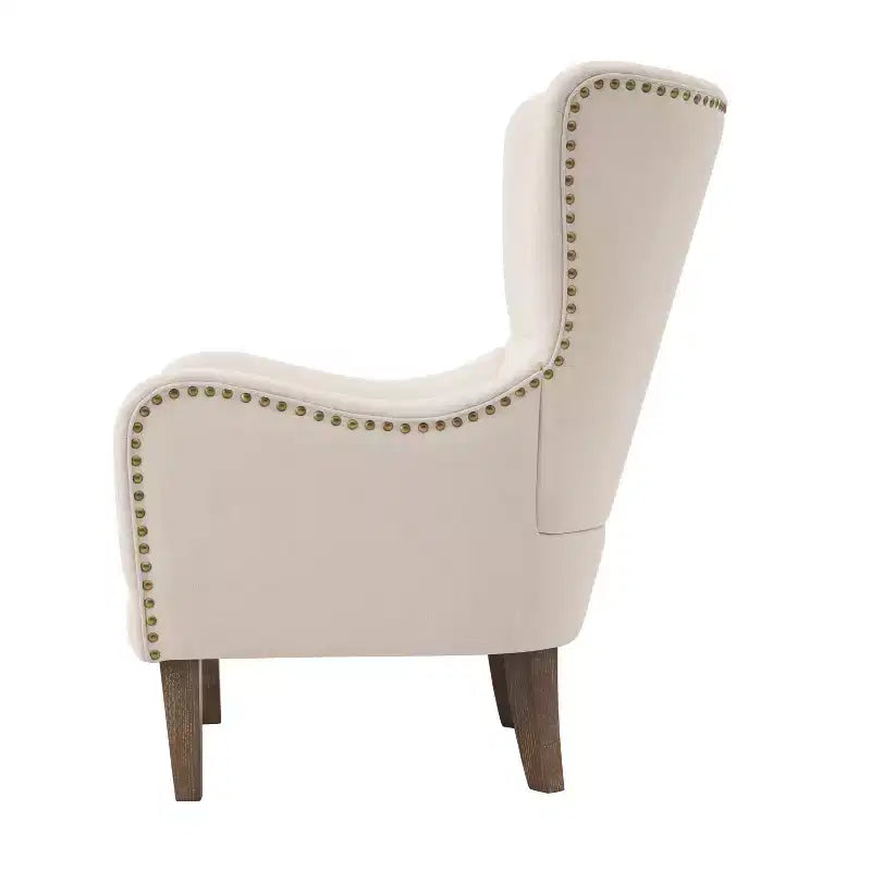 Poltrona club alta 41" in microfibra contemporanea con schienale ad ali d'uccello