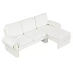 Divano letto futon convertibile 94W con schienale regolabile, chaise longue reversibile e cuscini bracciolo rimovibili, Beige/Grigio