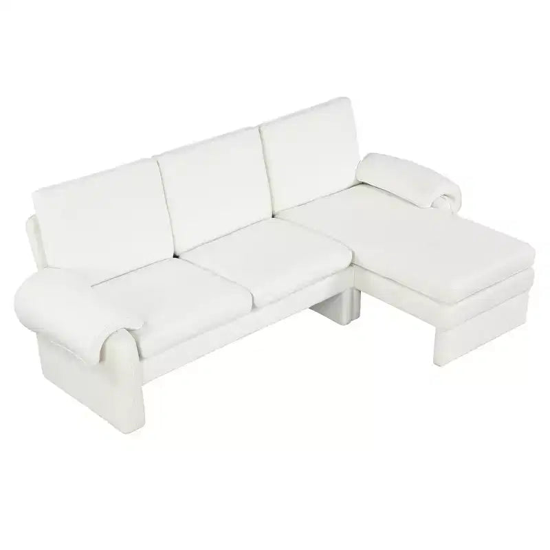 Divano letto futon convertibile 94W con schienale regolabile, chaise longue reversibile e cuscini bracciolo rimovibili, Beige/Grigio
