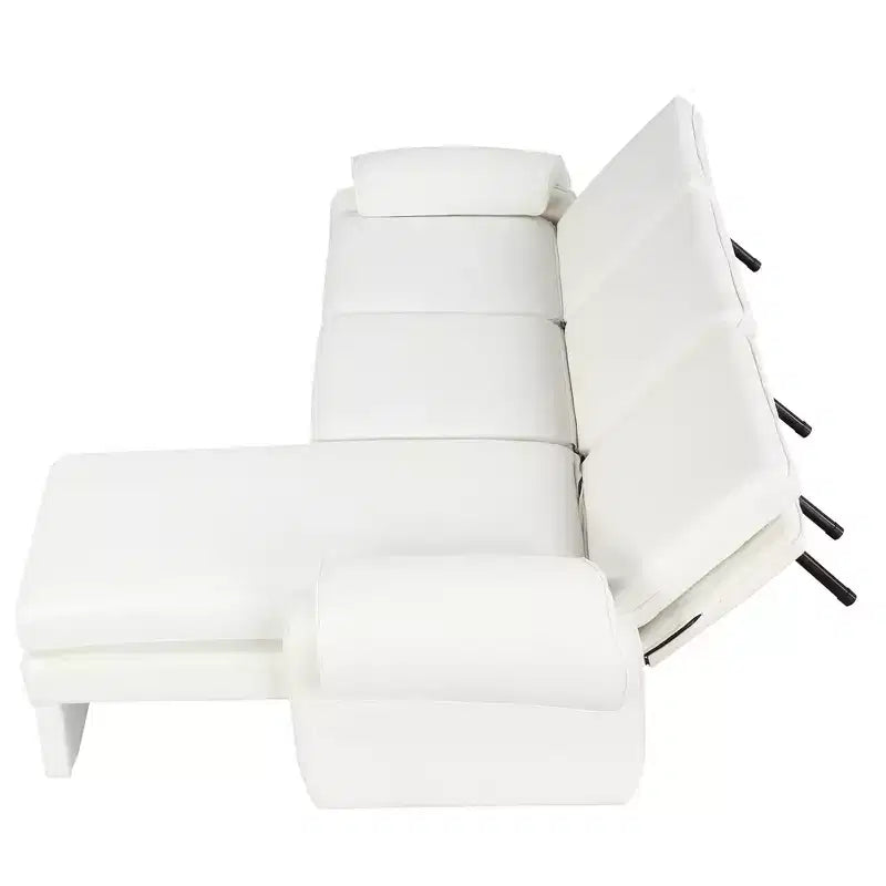 Divano letto futon convertibile 94W con schienale regolabile, chaise longue reversibile e cuscini bracciolo rimovibili, Beige/Grigio