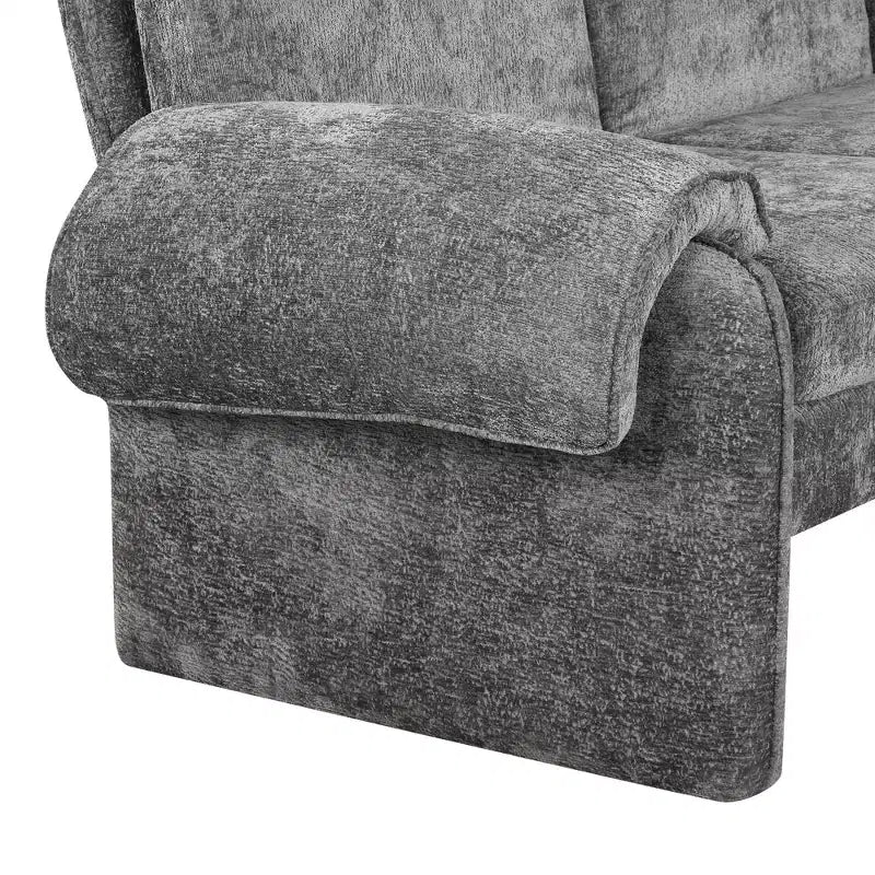 Divano letto futon convertibile 94W con schienale regolabile, chaise longue reversibile e cuscini bracciolo rimovibili, Beige/Grigio