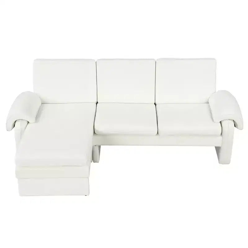 Divano letto futon convertibile 94W con schienale regolabile, chaise longue reversibile e cuscini bracciolo rimovibili, Beige/Grigio