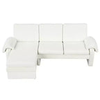 Divano letto futon convertibile 94W con schienale regolabile, chaise longue reversibile e cuscini bracciolo rimovibili, Beige/Grigio