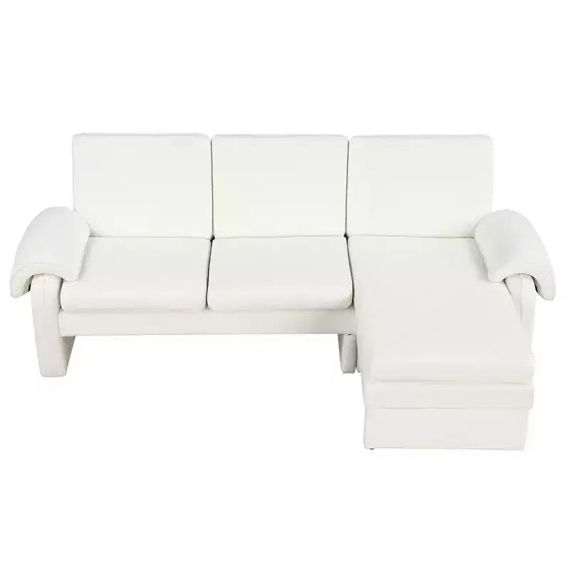 Divano letto futon convertibile 94W con schienale regolabile, chaise longue reversibile e cuscini bracciolo rimovibili, Beige/Grigio