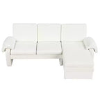 Divano letto futon convertibile 94W con schienale regolabile, chaise longue reversibile e cuscini bracciolo rimovibili, Beige/Grigio