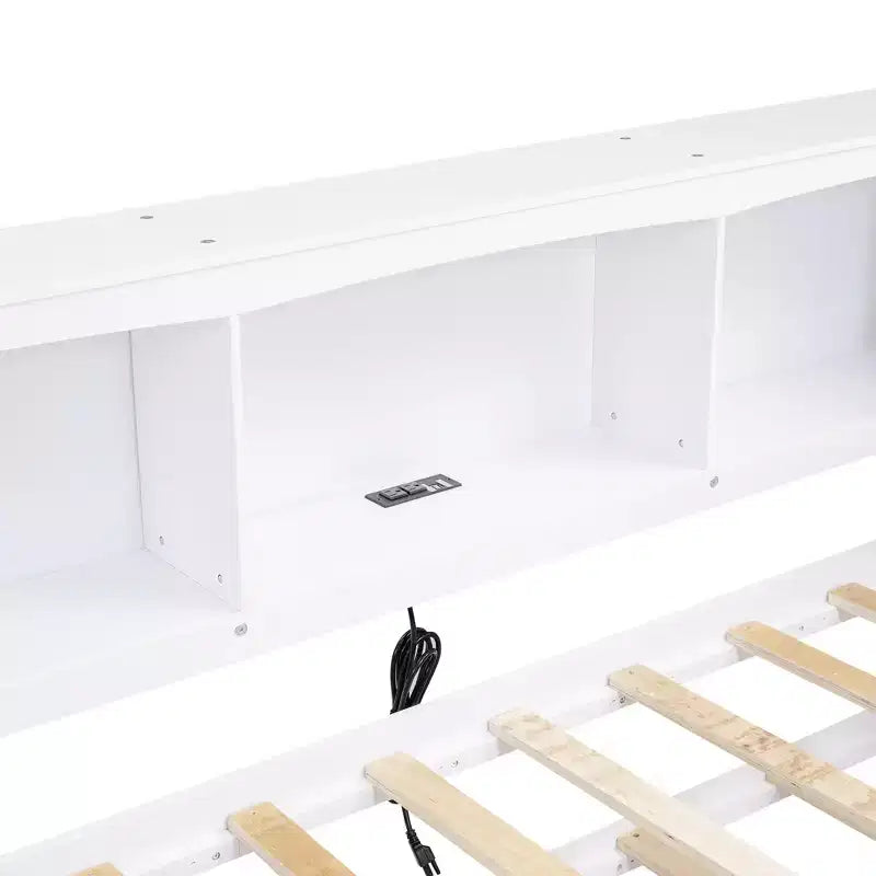 Letto a giorno matrimoniale dal design moderno con letto estraibile, armadietti e porte USB