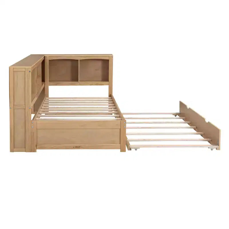 Letto a giorno matrimoniale dal design moderno con letto estraibile, armadietti e porte USB
