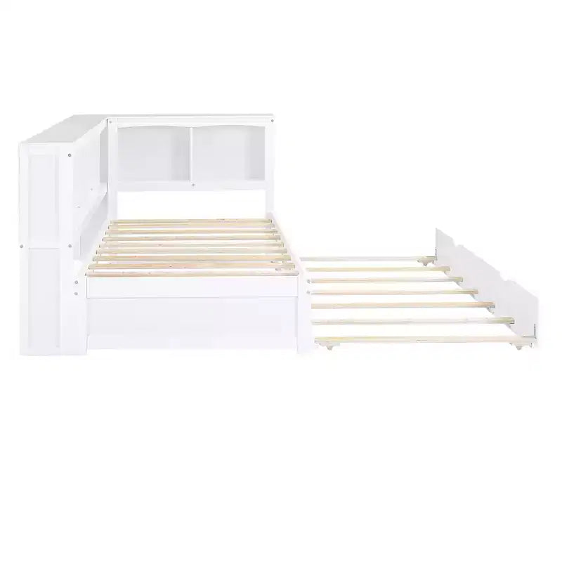 Letto a giorno matrimoniale dal design moderno con letto estraibile, armadietti e porte USB