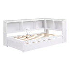 Letto a giorno matrimoniale dal design moderno con letto estraibile, armadietti e porte USB