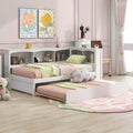 Whisen Morden Design Twin Size Daybed with Trundle, Storage Cabinets and USB Ports