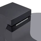 Tavolino da caffè rotondo impilabile, tavolino da cocktail, tavolino centrale, tavolino d'appoggio con piano in vetro trasparente e gambe a L, bianco/marrone+nero