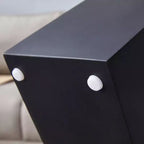 Tavolino da caffè rotondo impilabile, tavolino da cocktail, tavolino centrale, tavolino d'appoggio con piano in vetro trasparente e gambe a L, bianco/marrone+nero