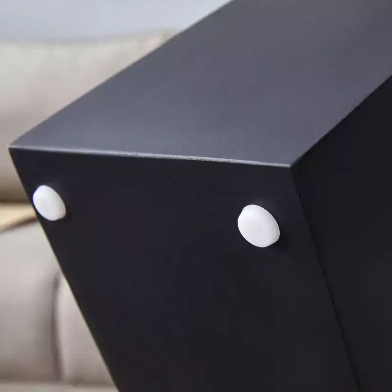 Tavolino da caffè rotondo impilabile, tavolino da cocktail, tavolino centrale, tavolino d'appoggio con piano in vetro trasparente e gambe a L, bianco/marrone+nero