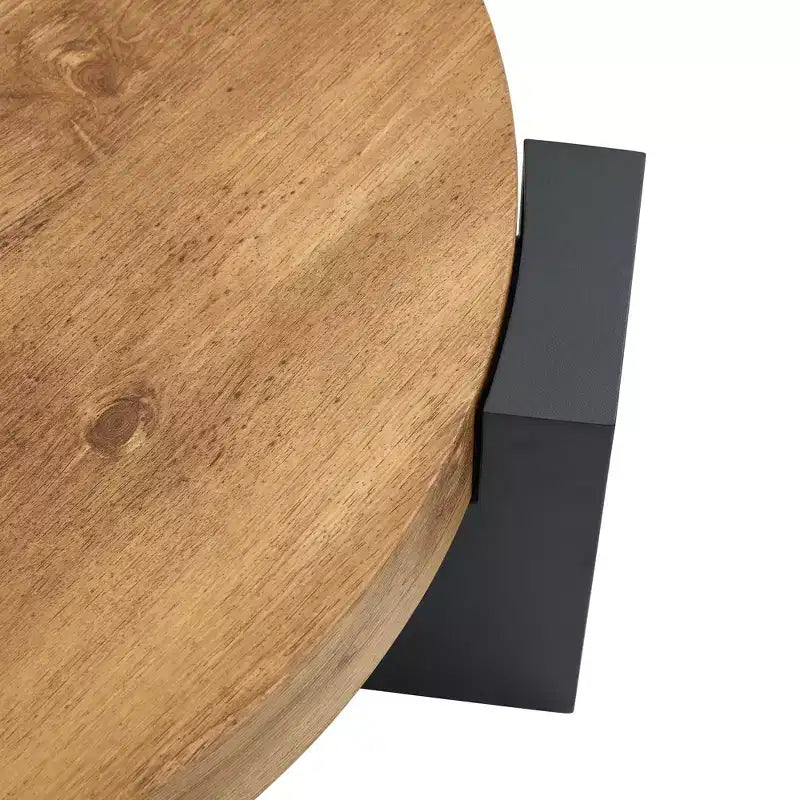 Tavolino da caffè rotondo impilabile, tavolino da cocktail, tavolino centrale, tavolino d'appoggio con piano in vetro trasparente e gambe a L, bianco/marrone+nero