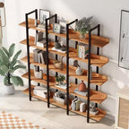 Scaffale in Stile Industriale Vintage con Struttura in Metallo e Ripiani in MDF, Libreria Aperta per Casa e Ufficio