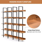 Scaffale in Stile Industriale Vintage con Struttura in Metallo e Ripiani in MDF, Libreria Aperta per Casa e Ufficio