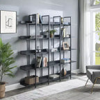 Scaffale in Stile Industriale Vintage con Struttura in Metallo e Ripiani in MDF, Libreria Aperta per Casa e Ufficio