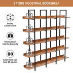 Scaffale in Stile Industriale Vintage con Struttura in Metallo e Ripiani in MDF, Libreria Aperta per Casa e Ufficio