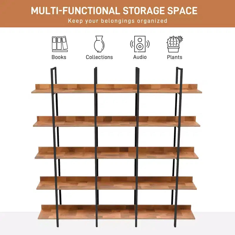 Scaffale in Stile Industriale Vintage con Struttura in Metallo e Ripiani in MDF, Libreria Aperta per Casa e Ufficio